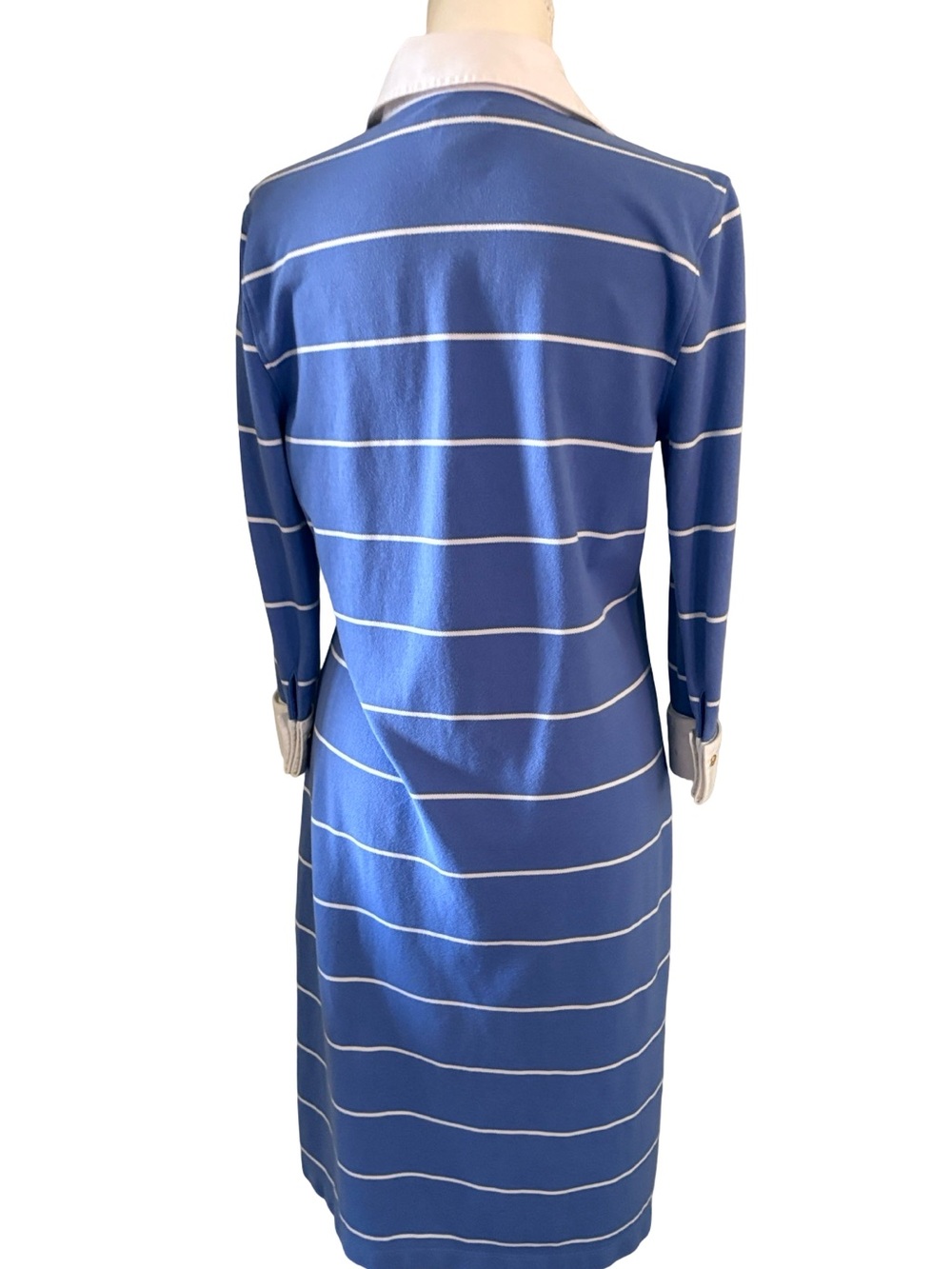 Brooks Brothers Blue and White Striped Long Sleeve Polo Dress Size Medium - Picture 6 of 10
